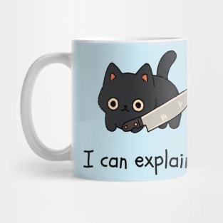 Kawaii Black Cat With Knife - I can explain... Mug